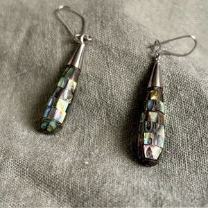 Iridescent Abalone Teardrop Dangle Earrings - Women Jewelry